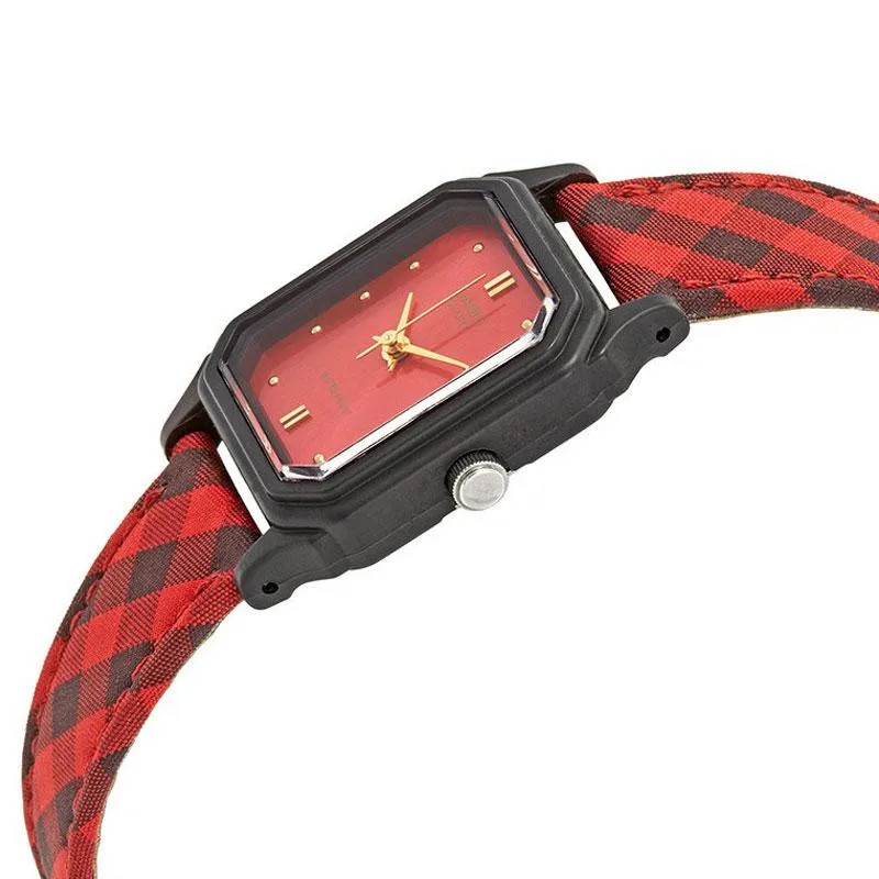 Wmns Leather Cloth Band Watch foto 4