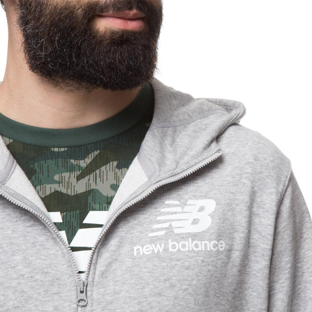 BAJU TRAINING NEW BALANCE Essential Stacked Logo Front Zip Hoodie
