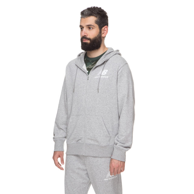 BAJU TRAINING NEW BALANCE Essential Stacked Logo Front Zip Hoodie