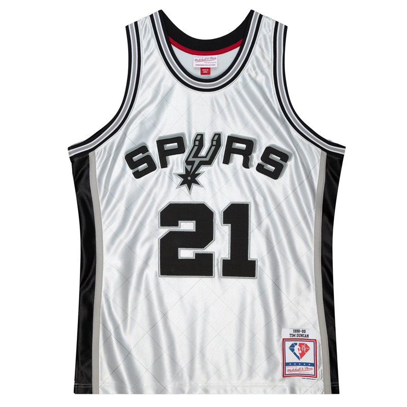 BAJU BASKET MITCHELL N NESS 75th Platinum Swingman Tim Duncan San Antonio Spurs Jersey