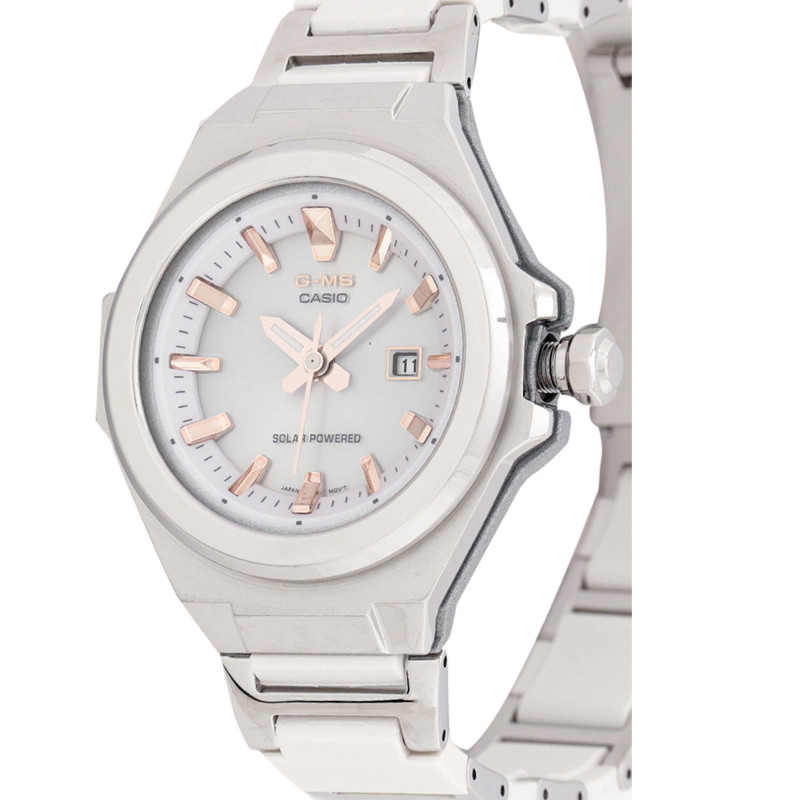 JAM TANGAN  CASIO Baby-G MS Series Tough Solar Silver Dial White Resin