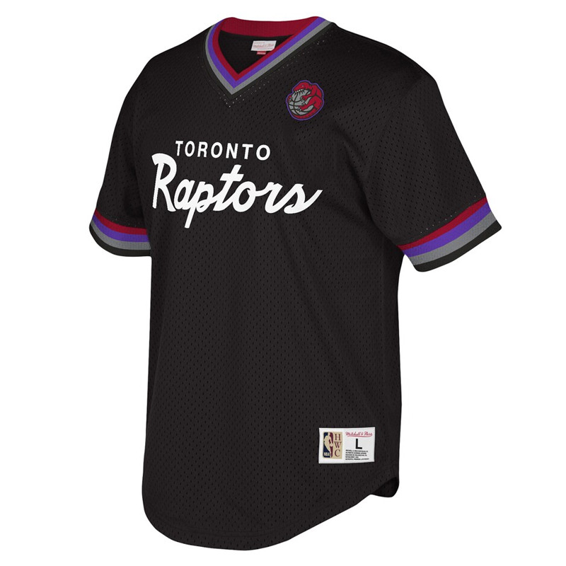 BAJU BASKET MITCHELL N NESS Toronto Raptors Hardwood Classics Script Mesh V-Neck Tee