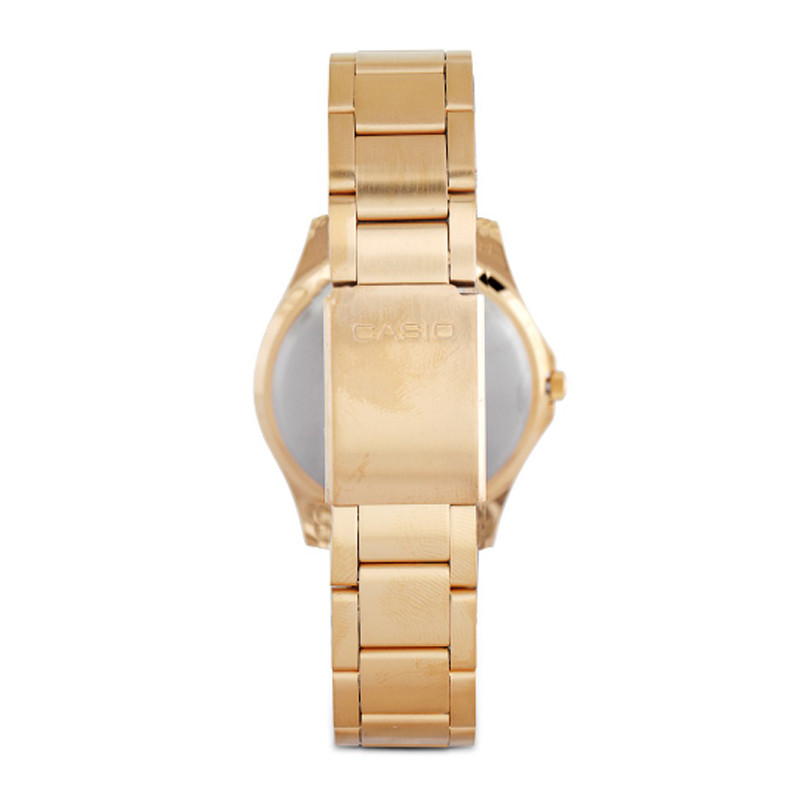 JAM TANGAN  CASIO Enticer Black Dial Gold Stainless Steel Strap