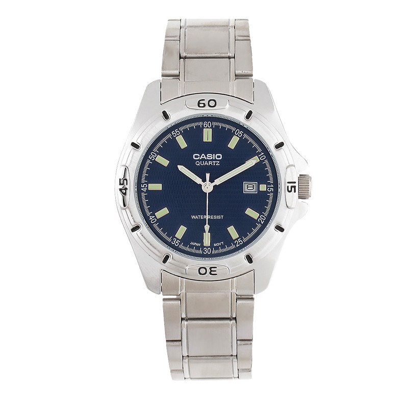 JAM TANGAN  CASIO Enticer Men Blue Dial Stainless Steel Strap