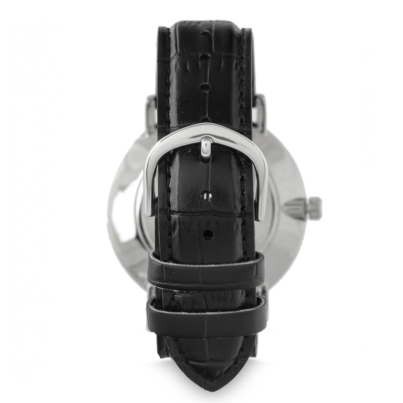 Analog Men Silver Dial Leather Strap foto 4