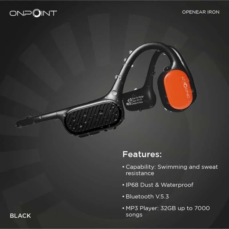 PERALATAN LARI ONPOINT IRON OpenEar Bone Conduction Headphone