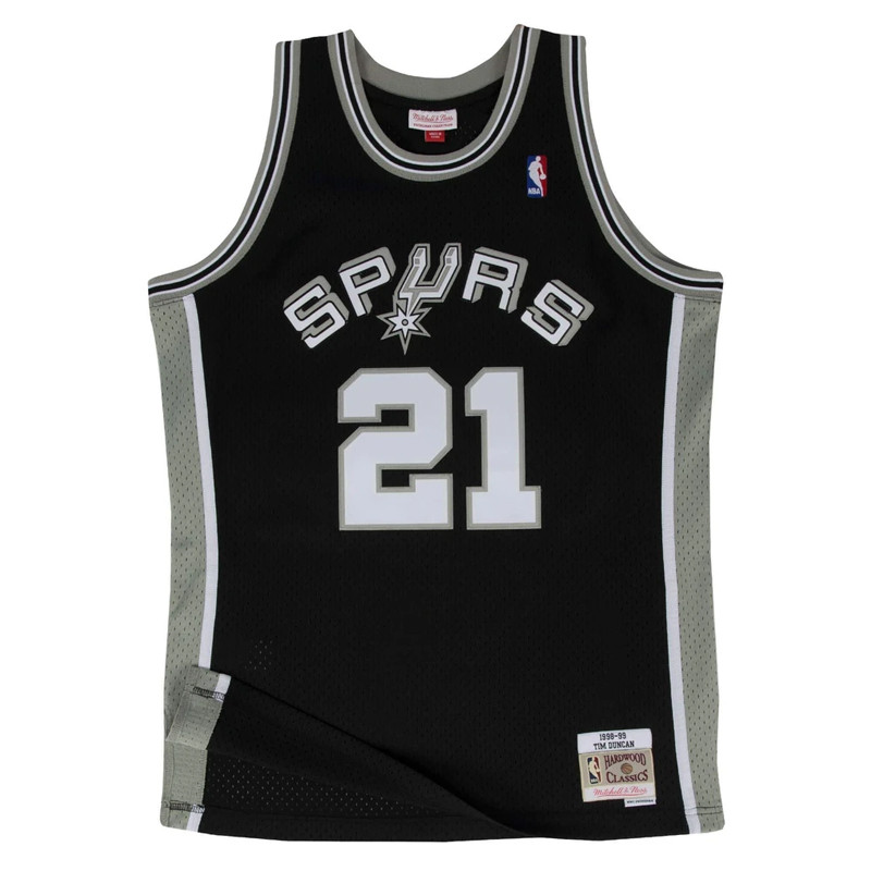 BAJU BASKET MITCHELL N NESS Tim Duncan Swingman Road Jersey Spurs 98 