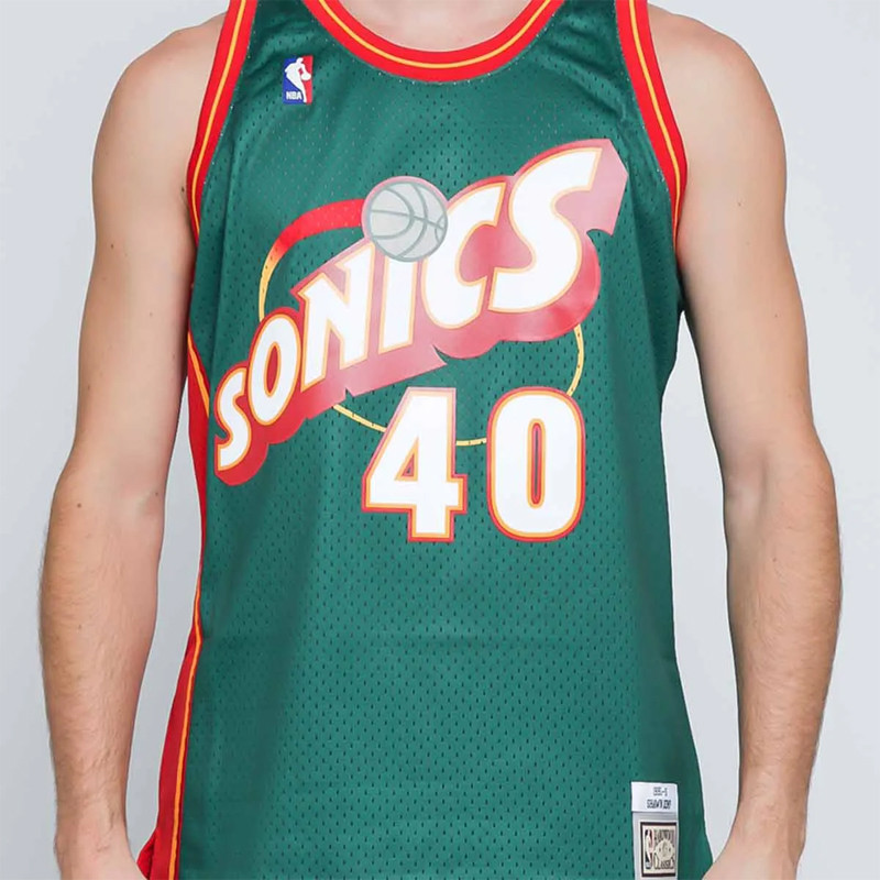 BAJU BASKET MITCHELL N NESS Shawn Kemp Seattle SuperSonics Road 1995-96 Swingman Jersey