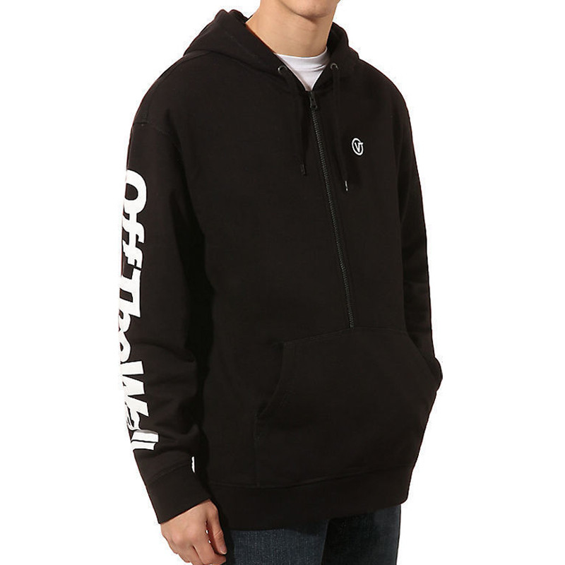 Baju Sneakers Vans Distorted Oversized Half Zip Hoodie Black