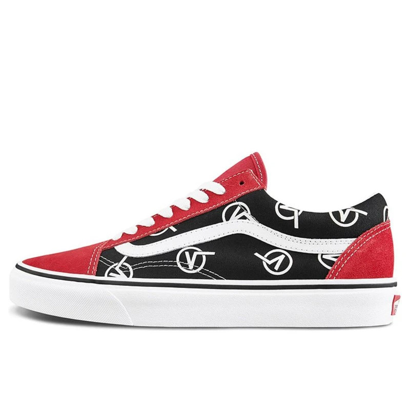 Sepatu Sneakers Vans Old Skool Vlogo Black Red