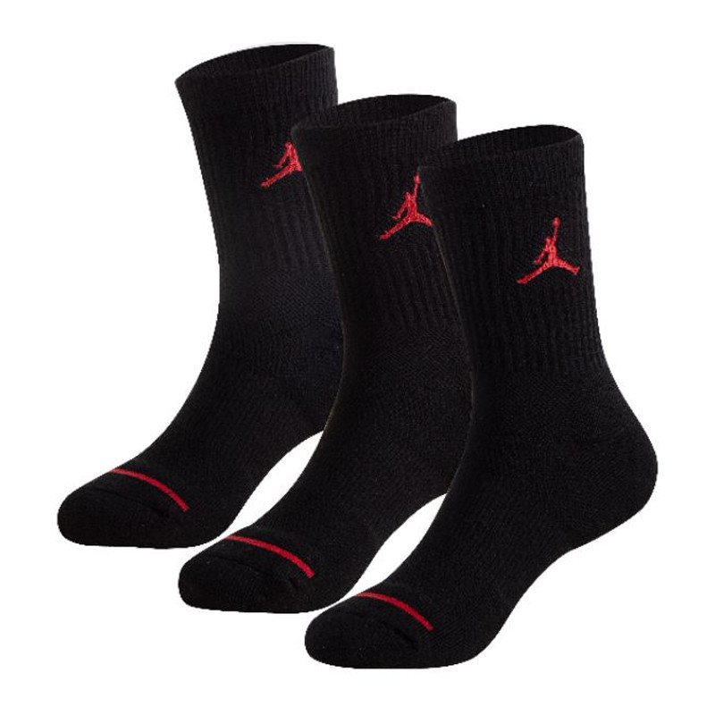 Kaos Kaki Basket Air Jordan 3pk Jumpman Lightweight Kids Crew Socks Black