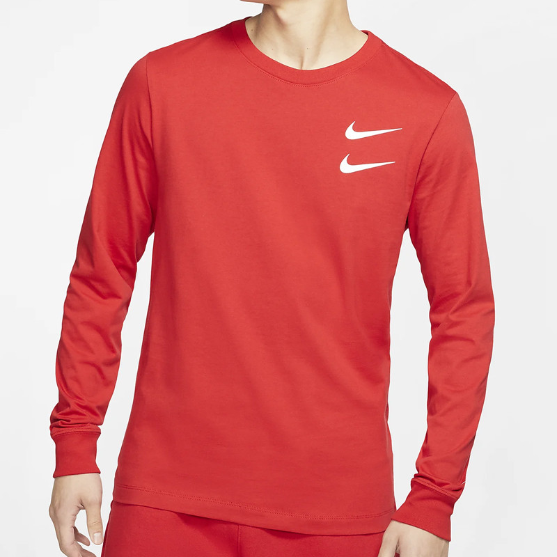 Baju Sneakers Nike Sportswear Swoosh Long Sleeve Tee Red